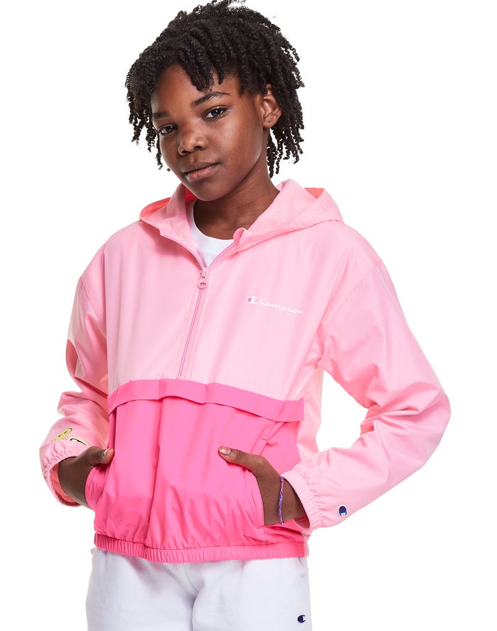 Champion Colorblock Windbreaker Smiley Face - Tytön Pinkki Takki - Suomi 5031794-UL